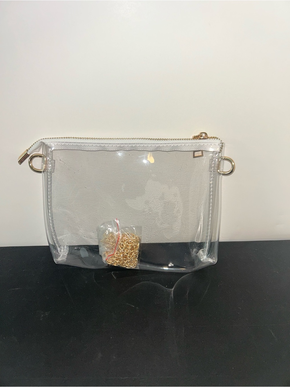 Clear PVC Crossbody Bag with Gold Accents